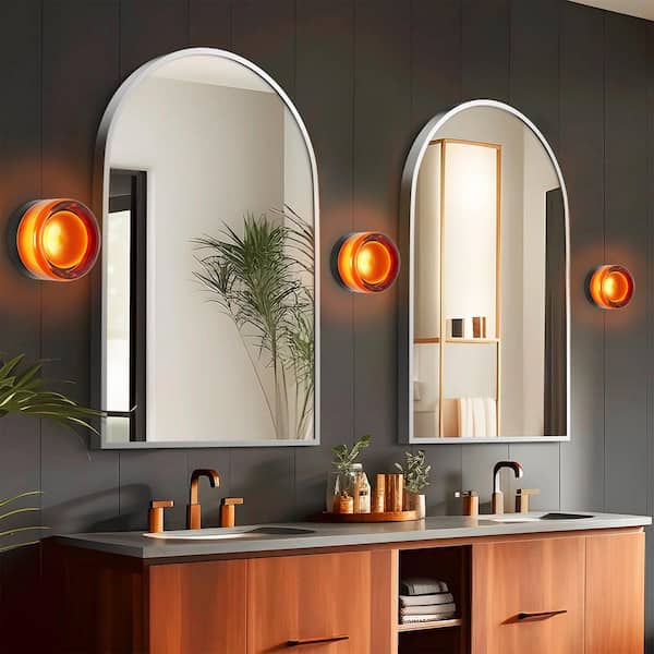 Evan 5.1 in. Modern Orange Dome Dimple Light Integrated LED Bathroom Vanity Light with Glass Shade