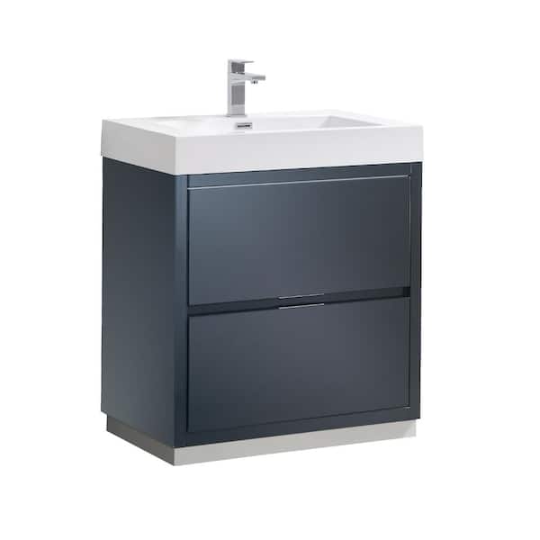 Fresca Valencia 30 in. W Bathroom Vanity in Dark Slate Gray with Acrylic Vanity Top in White
