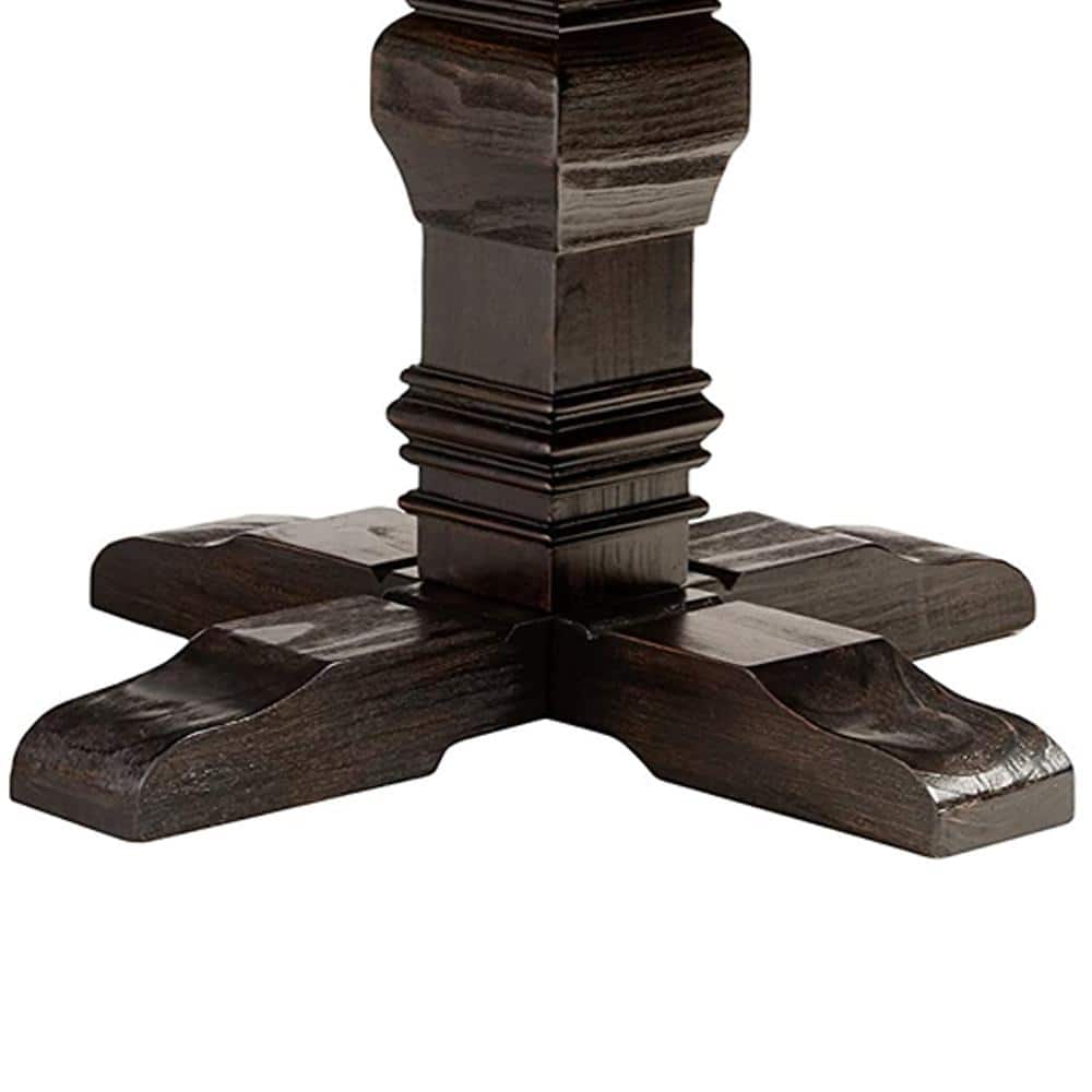 Salvage Dark Oak Round Extendable Dining Table with White Marble Top