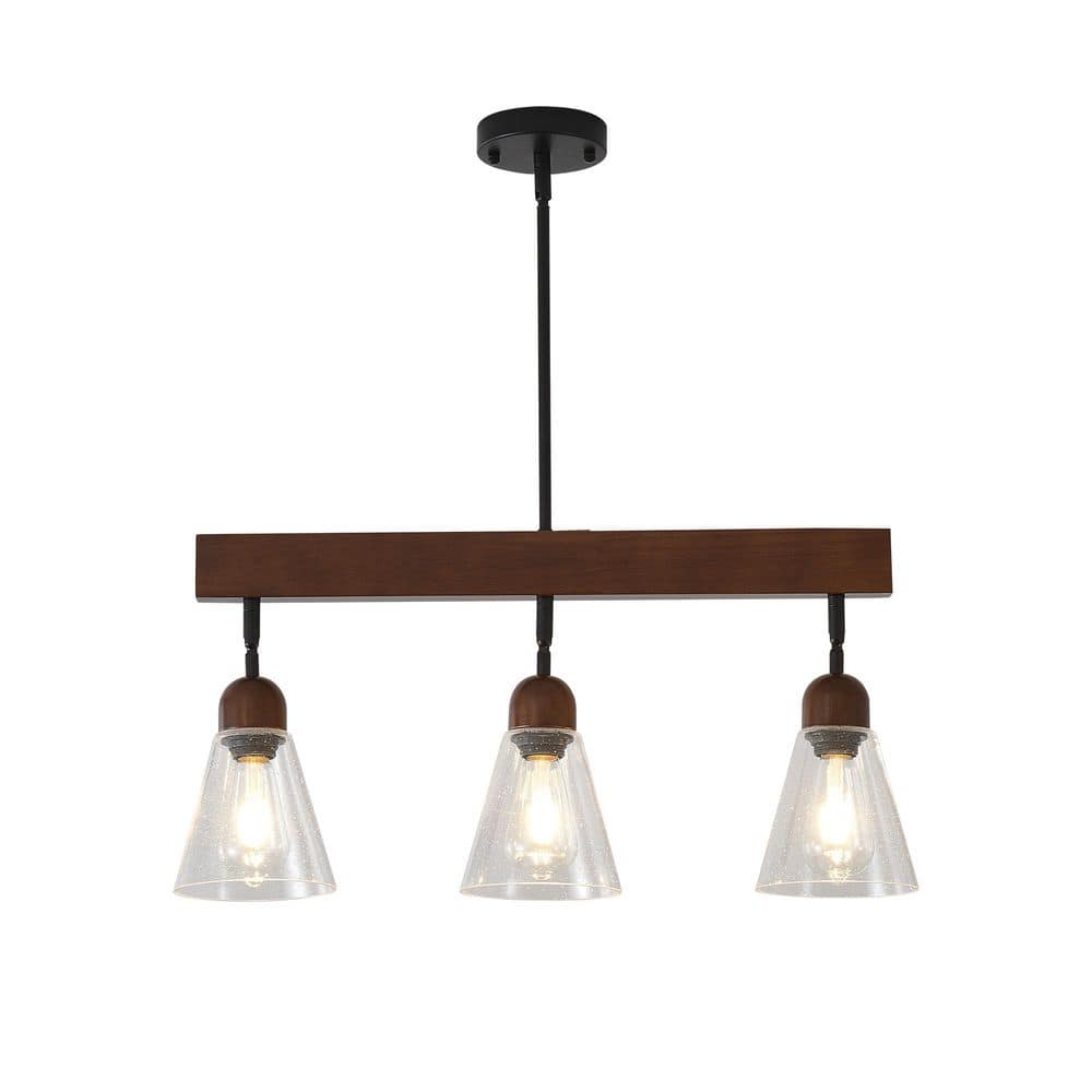3 Light Brown Farmhouse Chandelier Linear Pendant Light for Kitchen Island Dining Room with Seeded Glass Shades price history on PriceWatchPro