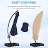 JEAREY 11 ft. L Outdoor Aluminum Curvy Cantilever Offset Hanging Patio Umbrella with Sandbag Base and Cover in Navy TJWT11-Navy