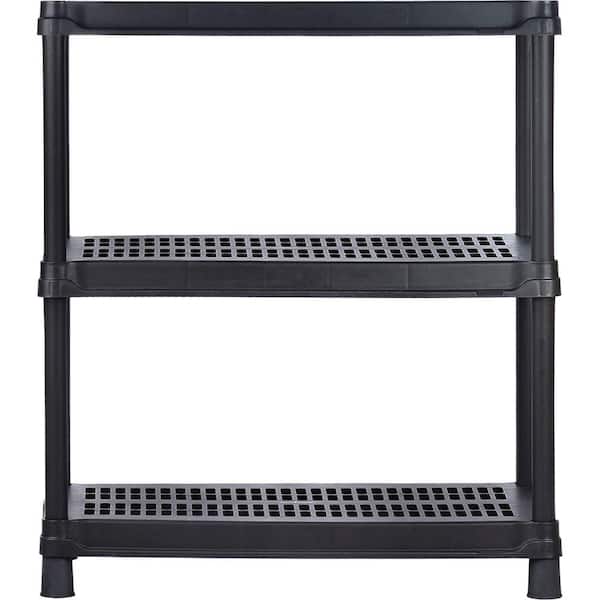 Rimax Black 3-Tier Plastic Garage Storage Shelving Unit (36 in. W x 39 in. H x 18 in. D)