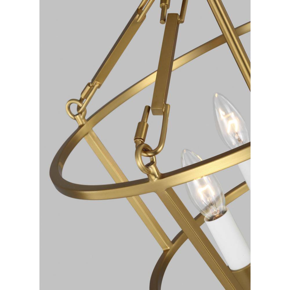 Burnished Brass 4-Light Semi Flush Mount with Clear Silver Wire