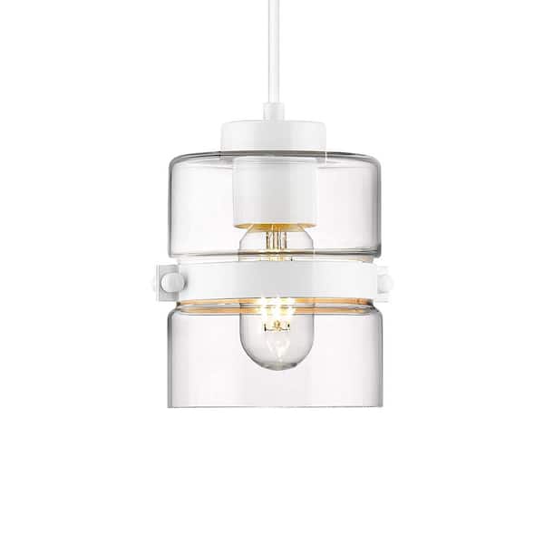 JAZAVA Modern Standard 1-Light White Pendant Hanging Ceiling Lamp Light for Kitchen Isl and Decor Living Room Hallway Bedroom