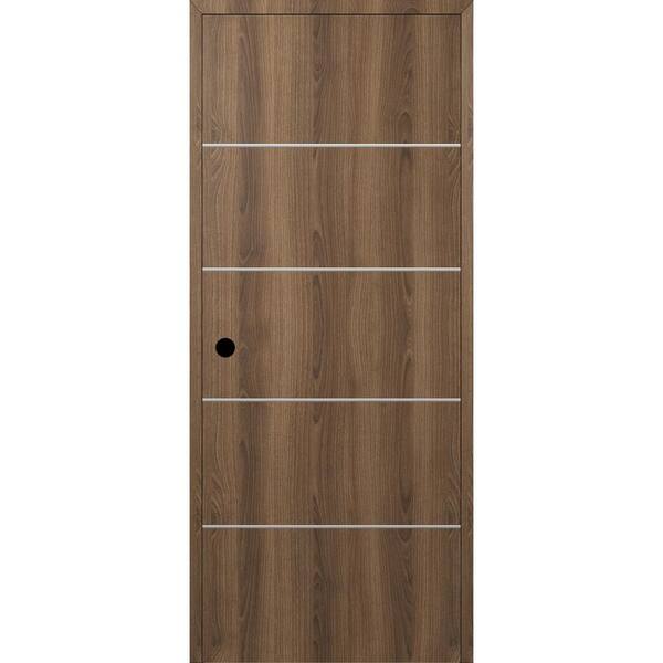 Belldinni Optima 4H DIY-Friendly 36 in. x 80 in. Right-Hand Solid Core Pecan Nutwood Composite Single Prehung Interior Door