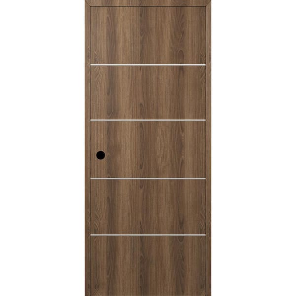 Belldinni Optima 4H DIY-Friendly 24 in. x 80 in. Right-Hand Solid Core Pecan Nutwood Composite Single Prehung Interior Door