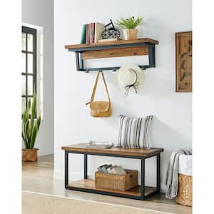 Claremont 40 in. L Rustic Wood Coat Hook and Bench Set