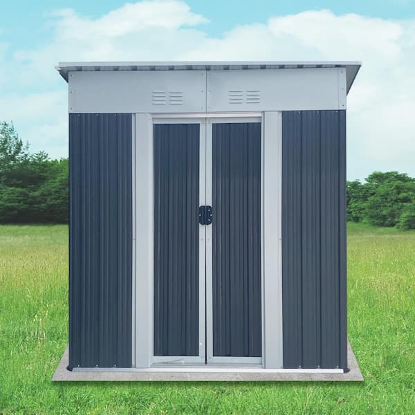 5 ft. W x 3 ft. D Gray Outdoor Metal Garden Storage Shed with Sliding Door （15 sq. ft.）