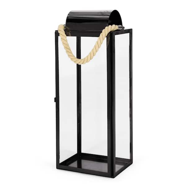 Noble House Ashuelot 6.5 in. x 22 in. Black Stainless Steel Lantern