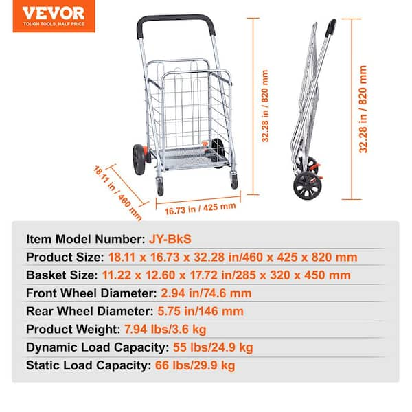 Cargo Cart Company Folding Aluminum Cleaning Cart with Removable Baskets  Swivel Front Wheels, Silver