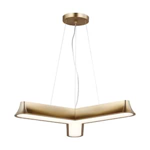 Vaughn 3-Light Satin Brass Contemporary Dimmable Indoor/Outdoor Chandelier with Frosted Acrylic Shades
