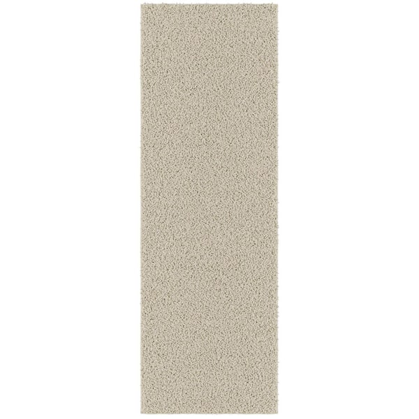 Ottomanson Softy Bath Rug Collection Washable Non-Slip Rubberback Solid 2x5 Indoor Runner Rug, 1 ft. 8 in. x 4 ft. 11 in., Cream