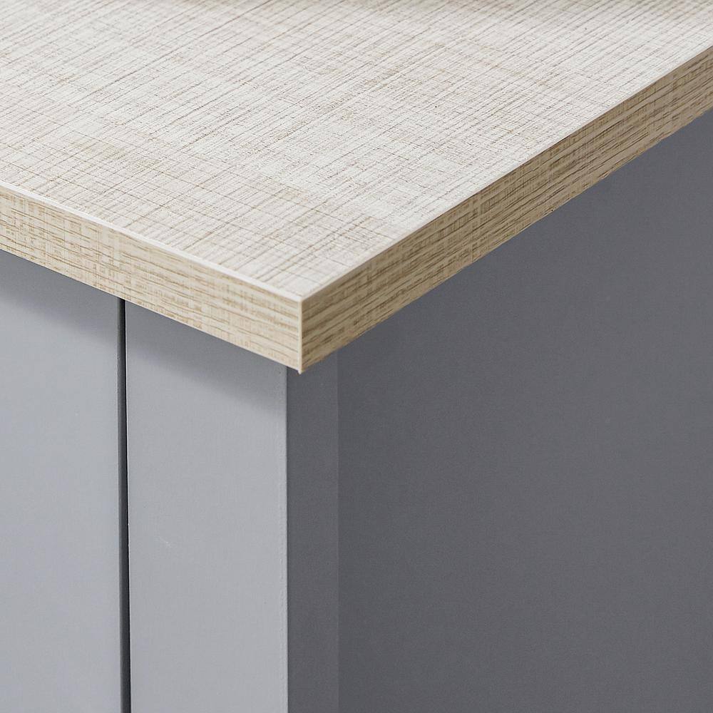Gray MDF Pedestal Sink Cabinet with Adjustable Shelf