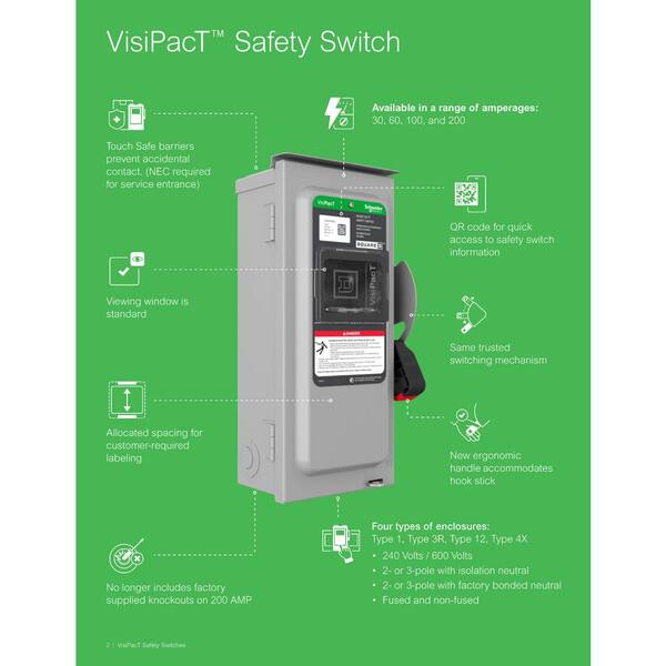 VisiPacT 60 AMP 600-Volt 3-Pole Fusible Heavy-Duty Single Throw Safetly Switch Type 3R VH362RB