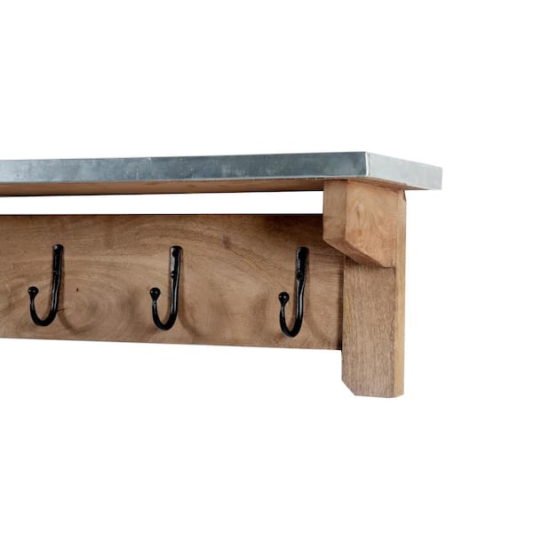 Alaterre Furniture Millwork 40 Hook Shelf - Wood/Zinc AWMW2471Z - The Home  Depot