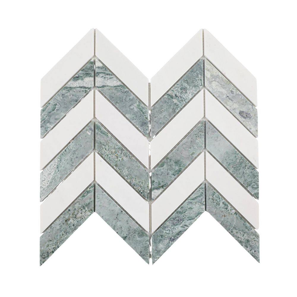 Sage Green and White 14.88 in. x 12.72 in. Chevron Honed Marble Floor and Wall Mosaic Tile (6.57 sq. ft. /Case) price history on PriceWatchPro