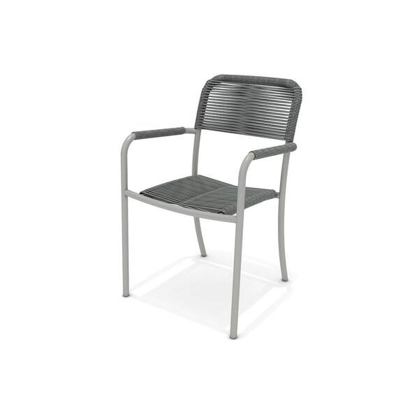 Amazonia Havel Gray Stacking Aluminum Outdoor Dining Chair (4-Pack)