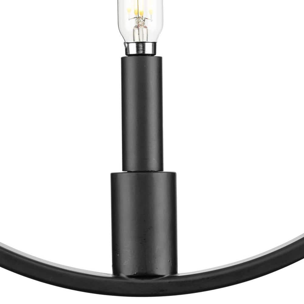 Breckenridge Matte Black Circular Frame Pendant Light with Candle Accent