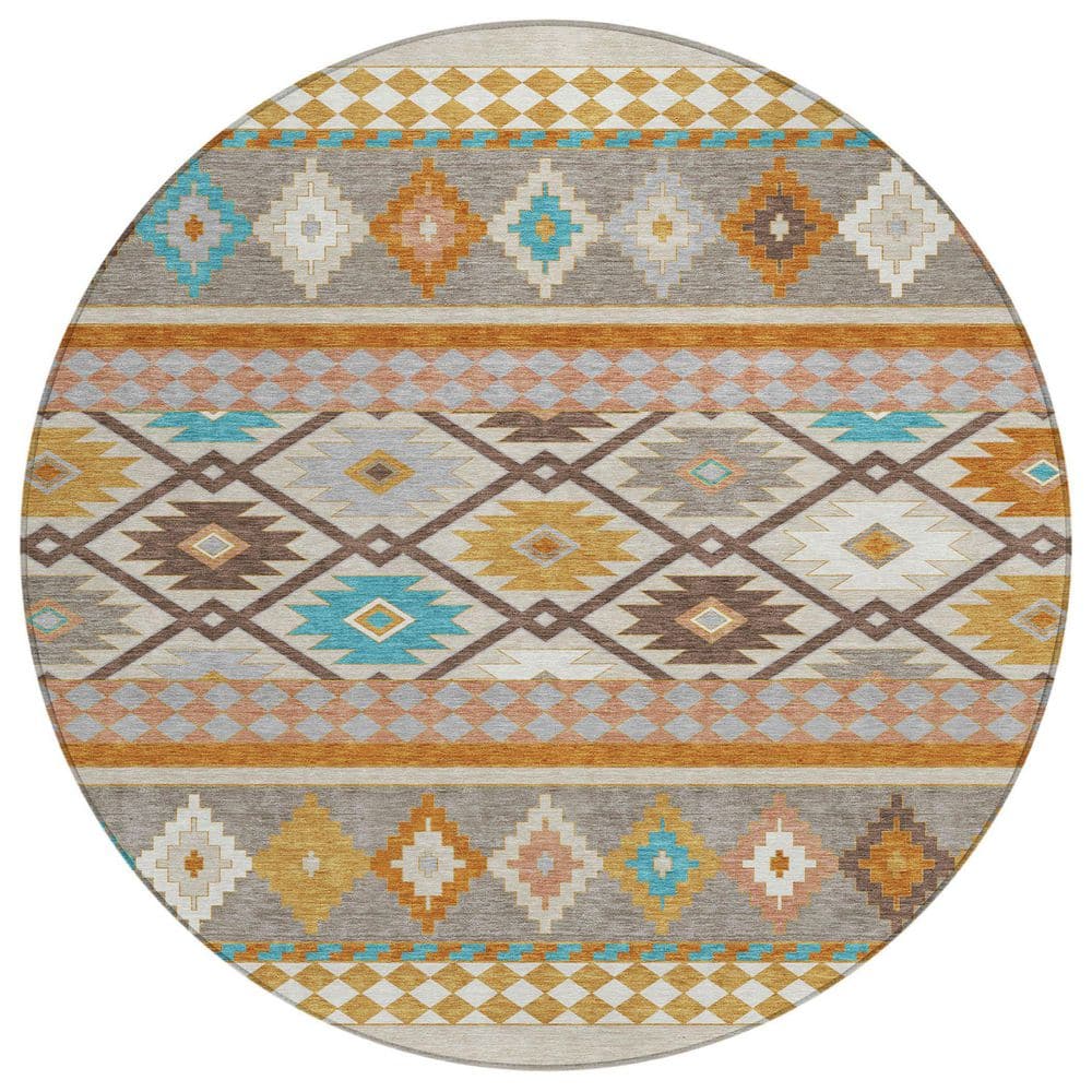 Chantille Machine Washable Indoor/Outdoor Abstract ACN2519 Beige 8 ft. x 8 ft. Round Rug price history on PriceWatchPro
