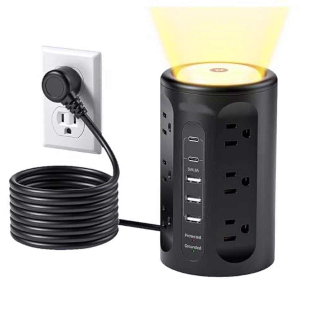 Power Strip Tower with Night Light, 12 AC Outlets Surge Protector, 3 USB-A 2 USB-C, 10 ft Cord price history on PriceWatchPro