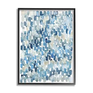 "Coastal Tile Abstract Soft Blue Beige Shapes" by Grace Popp Framed Abstract Wall Art Print 11 in. x 14 in.