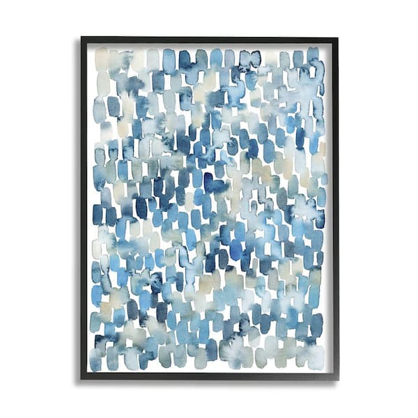 Stupell Industries "Coastal Tile Abstract Soft Blue Beige Shapes" by Grace Popp Framed Abstract Wall Art Print 16 in. x 20 in.