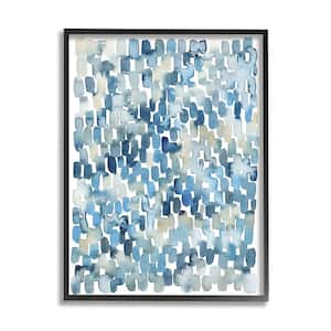 "Coastal Tile Abstract Soft Blue Beige Shapes" by Grace Popp Framed Abstract Wall Art Print 24 in. x 30 in.