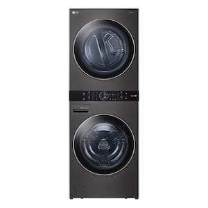WashTower Stacked SMART Laundry Center 4.5 Cu.Ft. Front Load Washer & 7.4 Cu.Ft. Electric Dryer in Black Steel w/ Steam