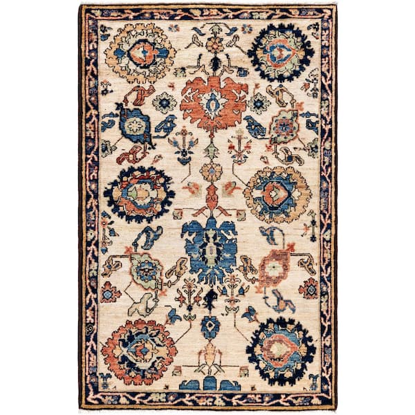 Serapi Ivory 3 X 5 Tribal Wool Indoor Area Rug