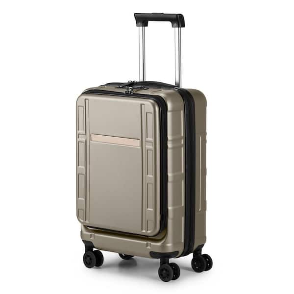 Karl home 1-Piece Luggage Set, ABS Plus PC 20 in. Luggage with Front Compartment, Double Spinner Wheels, TSA Lock, Khaki Color