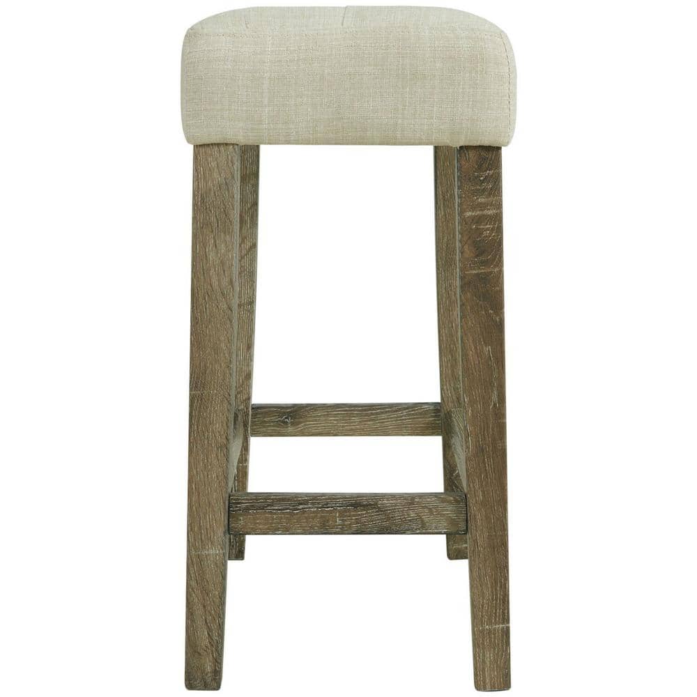 Rustic Cream 4-Piece High-Top Pub Set with Upholstered Stools
