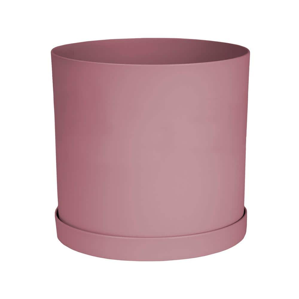 Mathers 9.5 in. L x 9.5 in. W x 9.5 in. H 10.4 qts. Dusty Rose Indoor/Outdoor Plastic Decorative Pot Planter with Saucer price history on PriceWatchPro