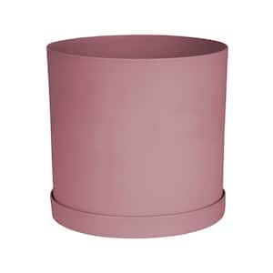 Mathers 9.5 in. L x 9.5 in. W x 9.5 in. H 10.4 qts. Dusty Rose Indoor/Outdoor Plastic Decorative Pot Planter with Saucer