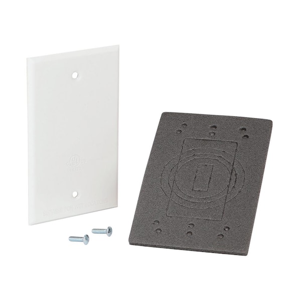 Commercial Electric 1-Gang Blank Metallic Weatherproof Cover, White