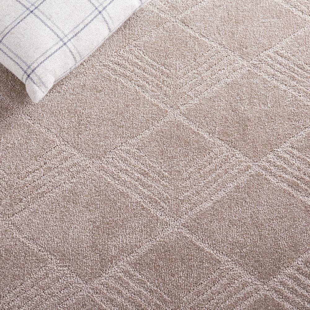Beige Rectangular Hand-knotted Synthetic Area Rug