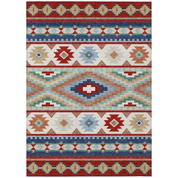 Chantille Machine Washable Indoor/Outdoor Abstract ACN2539 Red 5 ft. x 7 ft. 6 in. Area Rug