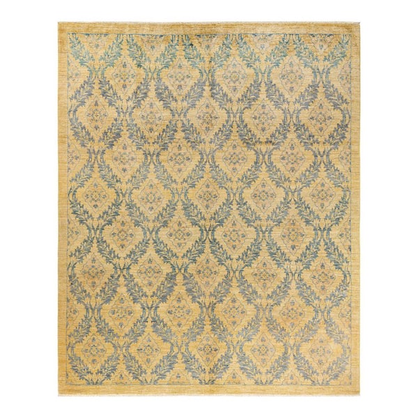 Eclectic Yellow 8 ft. x 10 ft. Oriental Wool Indoor Area Rug