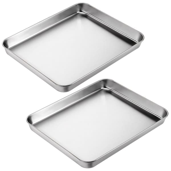 2Pcs Stainless Steel Nonstick Rimmed Single Baking Pan with Even Heat Distribution for Oven Cookie Sheet