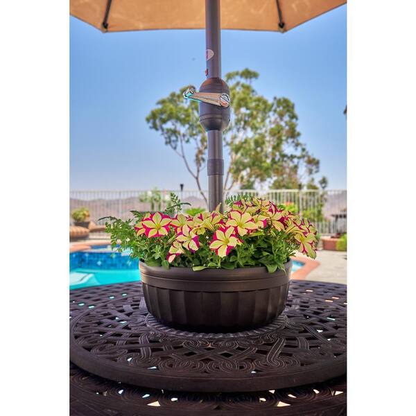 flower planter that goes around patio table umbrella Koutemie 2-in-1 for & Pole, Black ensuring longevity and the ability to endure harsh outdoor environments Tbpro Patio Umbrella Planter 2