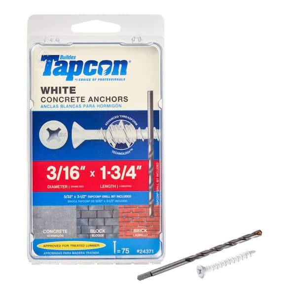 Tapcon 3/16 in. x 13/4 in. White UltraShield Phillips FlatHead