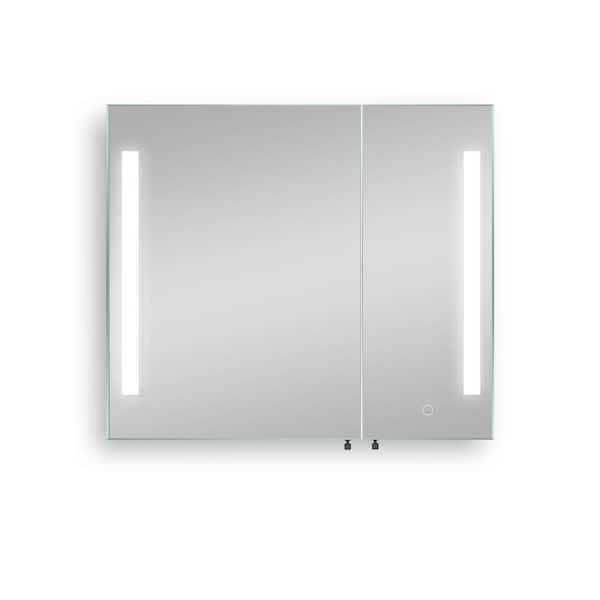 DESwan 30 in. W x 26 in. H Medium Rectangular Black Aluminum Surface Mount Medicine Cabinet with Mirror