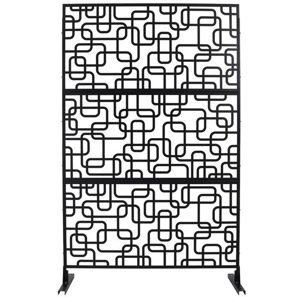 Tidoin 6.3 ft. x 4 ft. Black Steel Freestanding Decorative Privacy