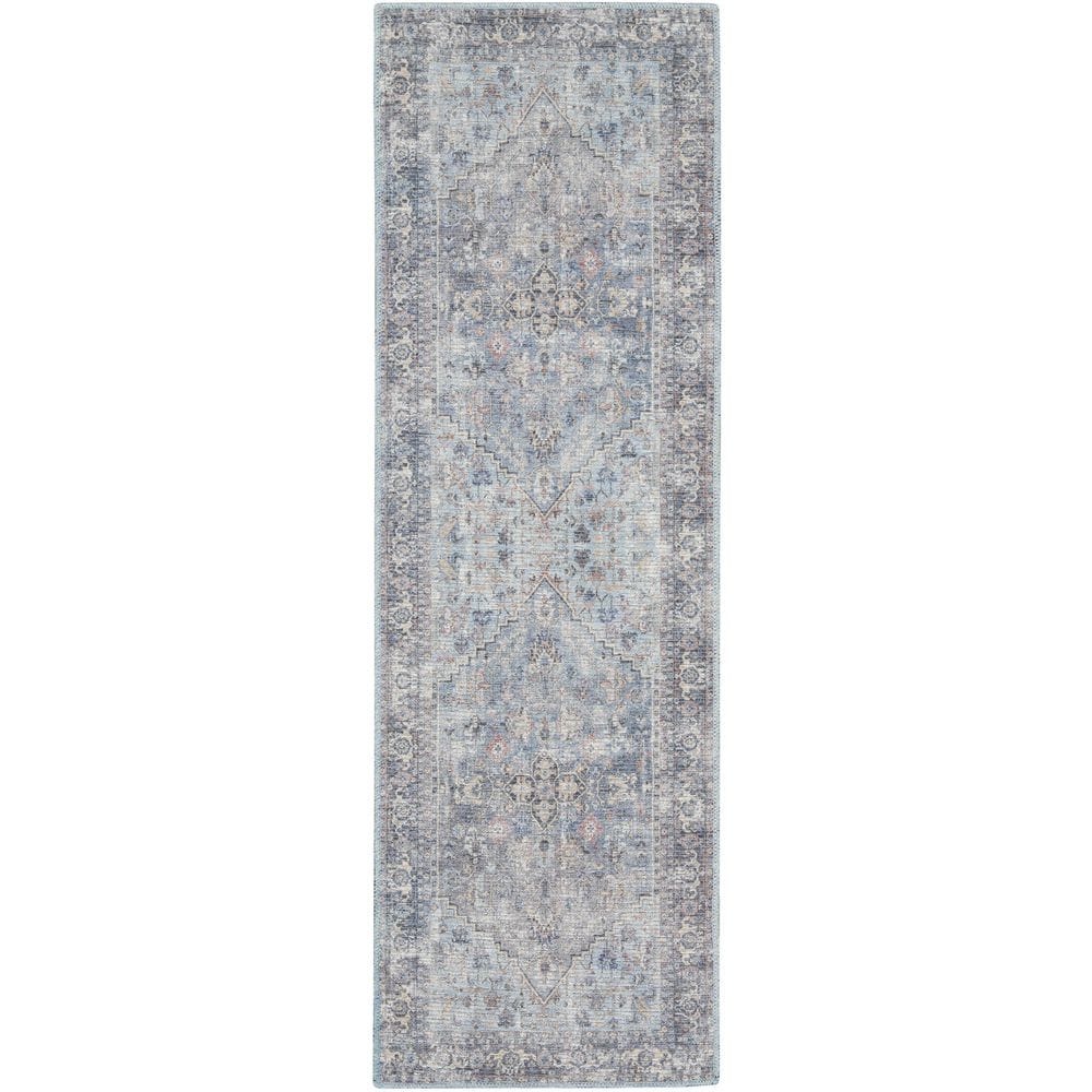 SUSSEXHOME Border Design Gray-Black-Blue 20 in. x 59 in. Cotton Kitchen  Runner Rug Mat KTC-3A-2x5 - The Home Depot