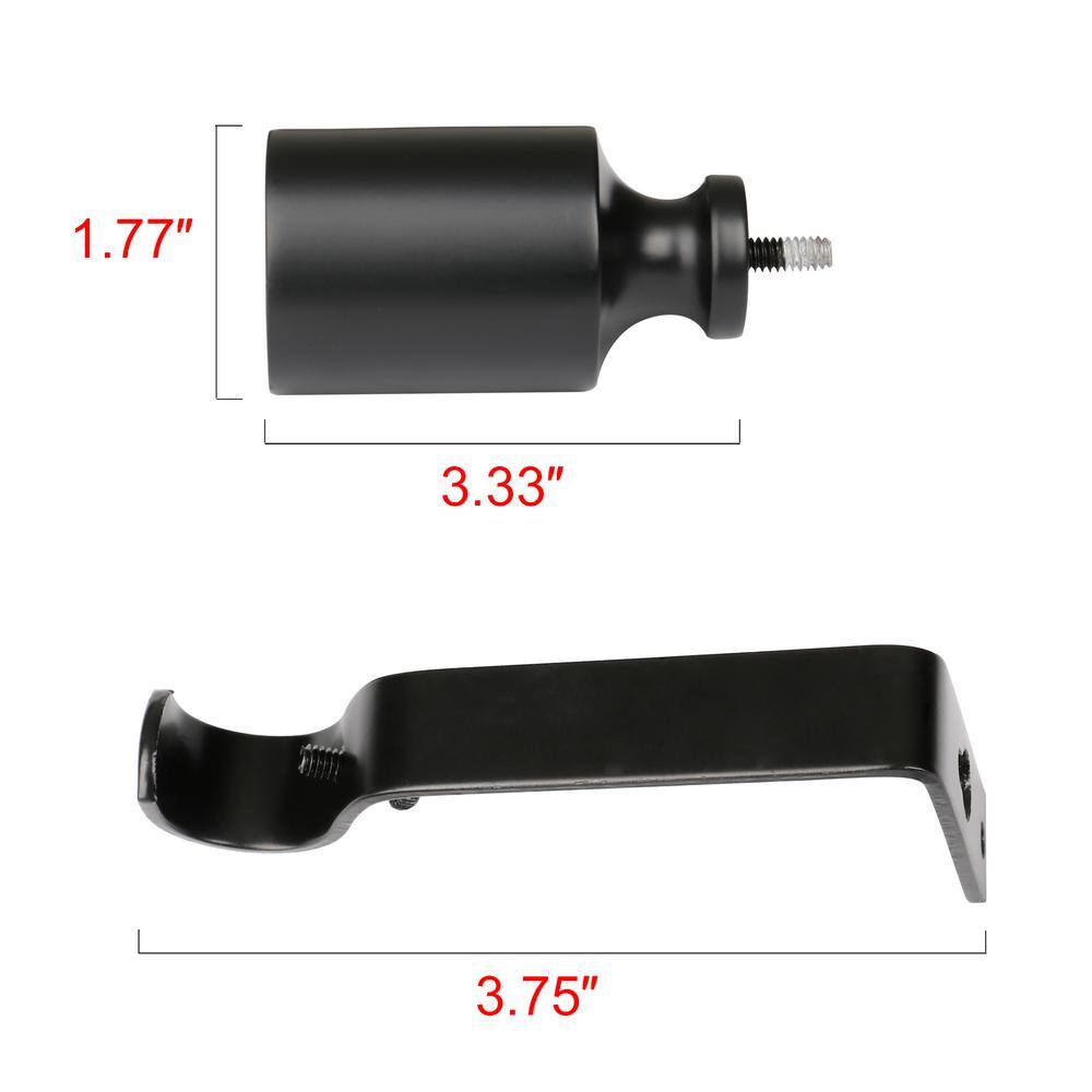 Adjustable Black Metal Curtain Rod with Decorative Finials, 28-48 Inch