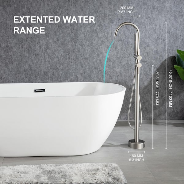 2-Handle Freestanding Tub Faucet with handheld shower in. Brushed Nickel