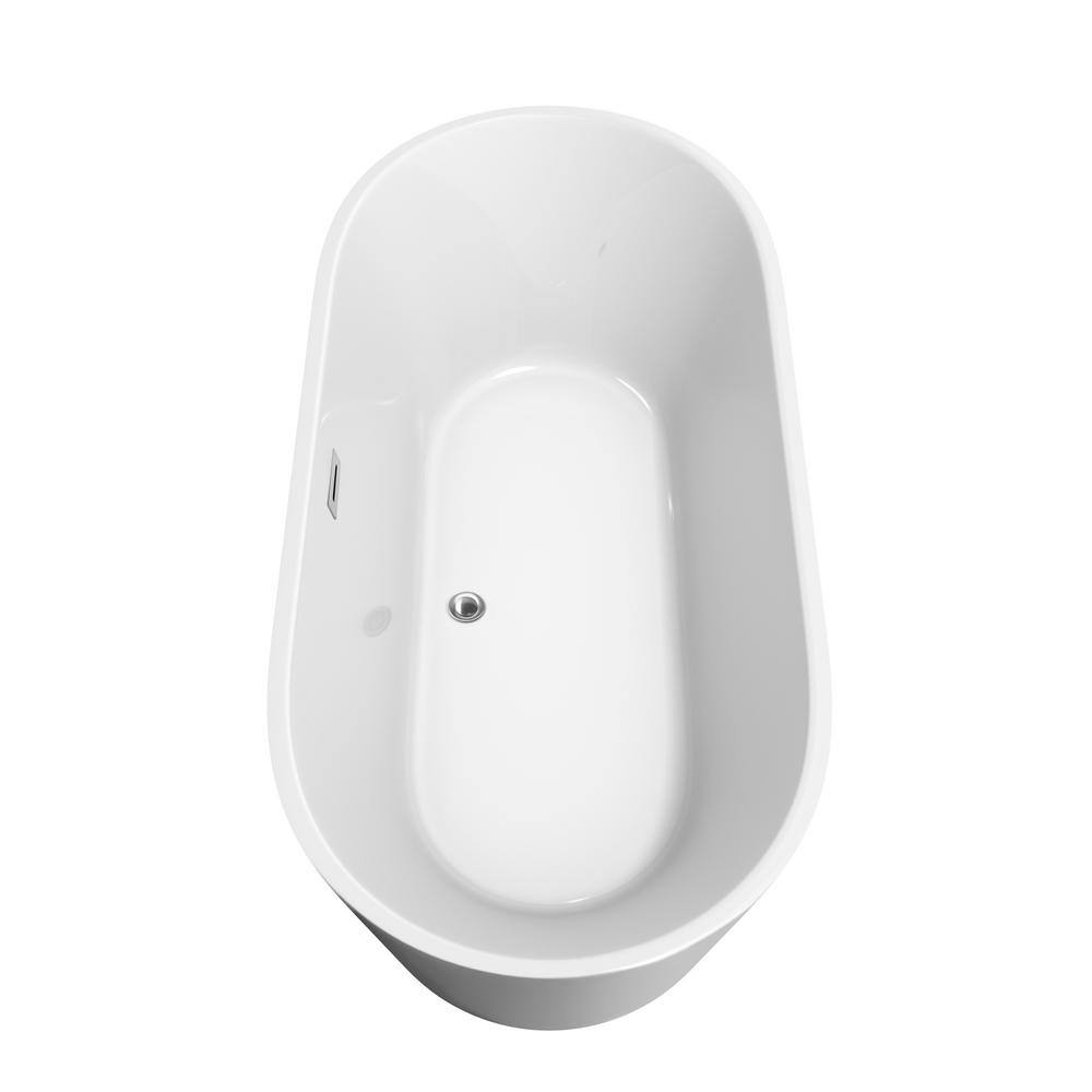 Carissa 67'' White Acrylic Freestanding Soaking Bathtub with Polished Chrome Faucet