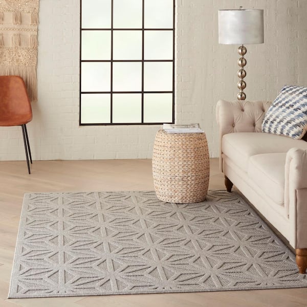 Palamos Light Gray 4 ft. x 6 ft. Geometric Modern Indoor/Outdoor Patio Area Rug