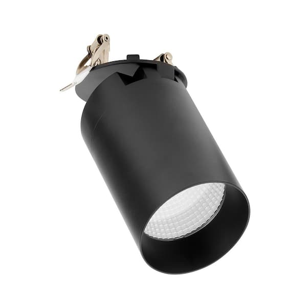 Maxxima 3 in. Adjustable LED Cylinder Downlight, Spot Light, 900 Lumens, Canless 5 CCT Color Selectable 2700K-5000K, Black