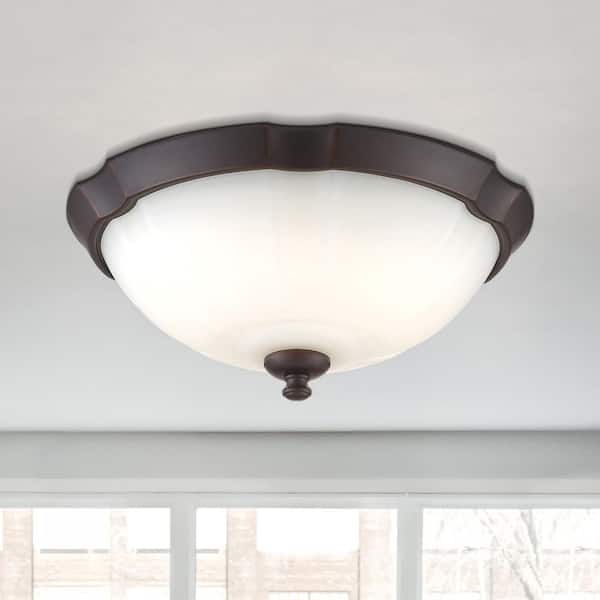 EnviroLite 13 in. Mid-century royal Bronze Dimmable Integrated LED Flush Mount for Kitchens