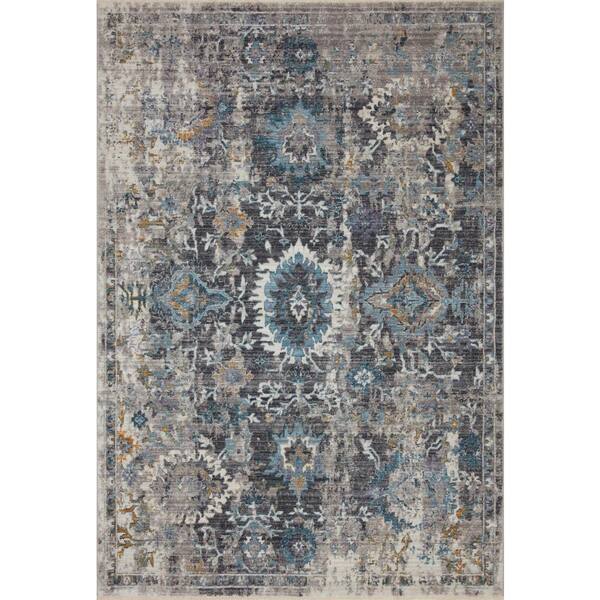 Samra Grey/Multi 2 ft. 3 in. x 3 ft. 10 in. Distressed Oriental Transitional Area Rug